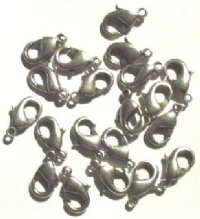 20 12mm Brushed Antique Silver Finish Lobster Claw Clasps